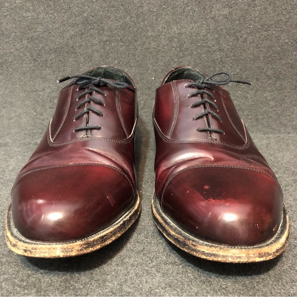 Florsheim Imperial Shoes Men’s Burgundy Leather Toe Cap Oxfords Size 11.5D 93352 - Picture 2 of 10
